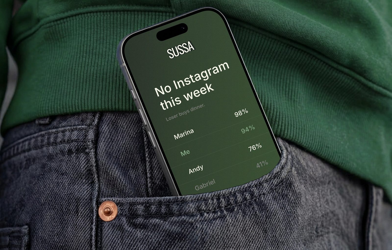 O Sussa aberto num iPhone, mostrando o placar de um desafio